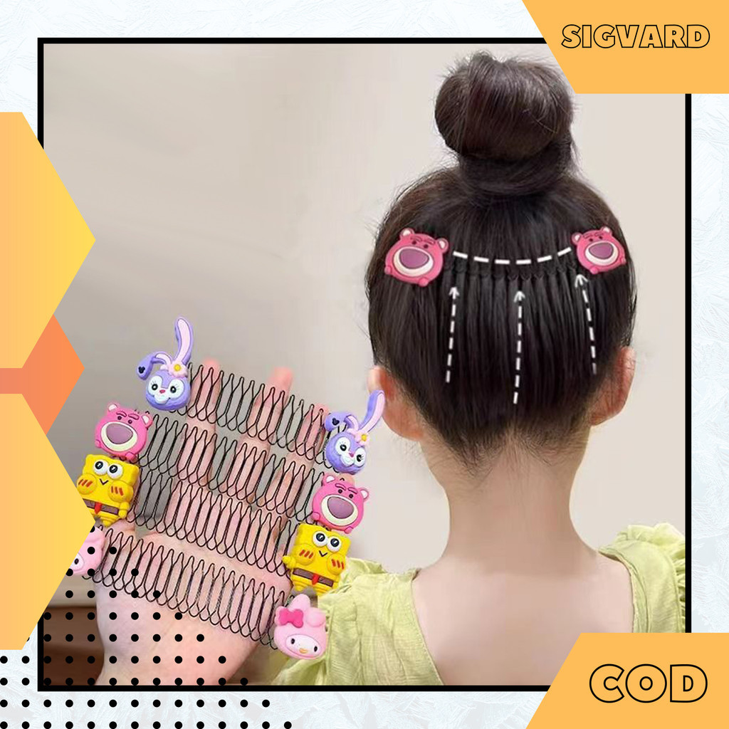 SIGVARDSTORE - Sirkam Rambut Anak Korea Perempuan Cantik Jepit Sanggul Sisir Karakter Kartun ACC26