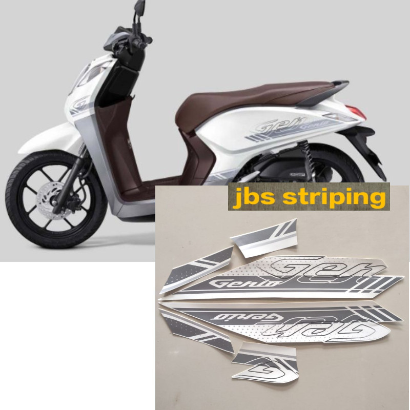 stiker genio striping honda genio cbs thn 2021 2022 putih silver / Stiker motor genio