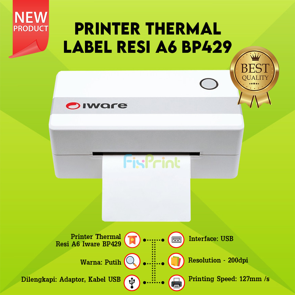 Printer Thermal Iware BP429 Label Barcode Resi BP429 A6 IWare USB Only BP429 USB Bluetooth Garansi R
