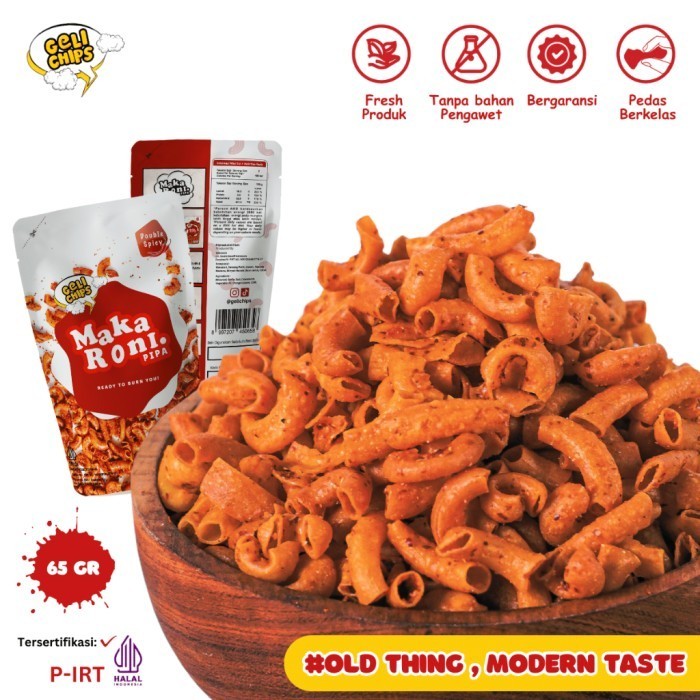 

Makaroni Pipa Double Spicy Geli Chips Snack Cemilan Pedas Kekinian - Doble spicy CL01