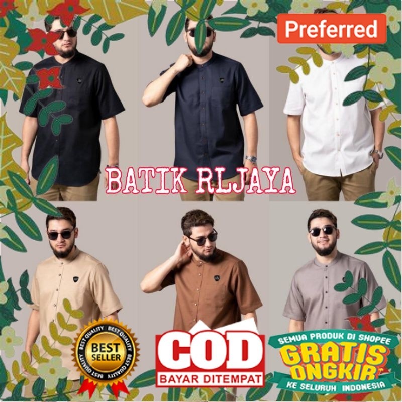 Batikrljaya Baju koko pria lengan pendek modern premium terlaris Kemeja koko pria lengan pendek// OU