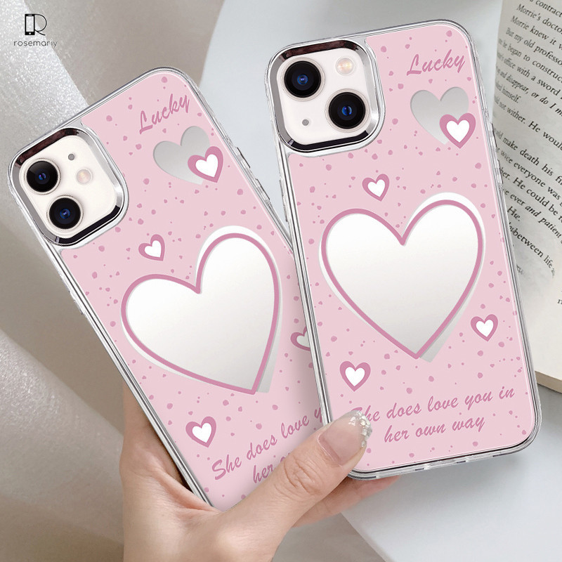 IPhone Casing mirror love berlian case Cocok Untuk iphone 11 13 x xs xr 7plus 8plus- Rose'3C