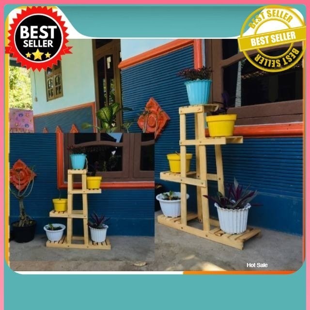 RAK BUNGA SUSUN 5 POT/ RAK BUNGA UNik/ RAK SERBAGUNA KAYU / RAK BUNGA