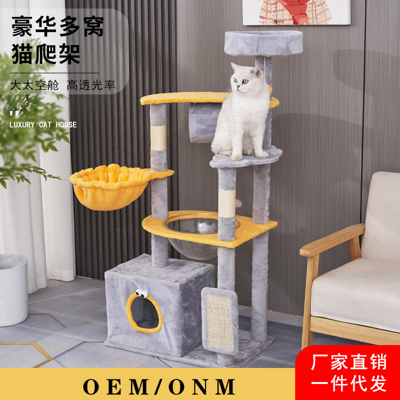 Kucing Memanjat Bingkai Kotoran Kucing Terintegrasi Besar Pohon Kucing Papan Gores Kucing Perlengkap