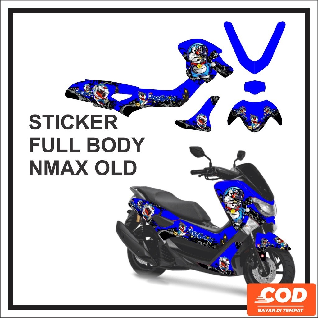 Stiker Decal  YAMAHA NMAX OLD Full Body Sticker NMAX Lama Warna Biru Motif Doraemon Keren