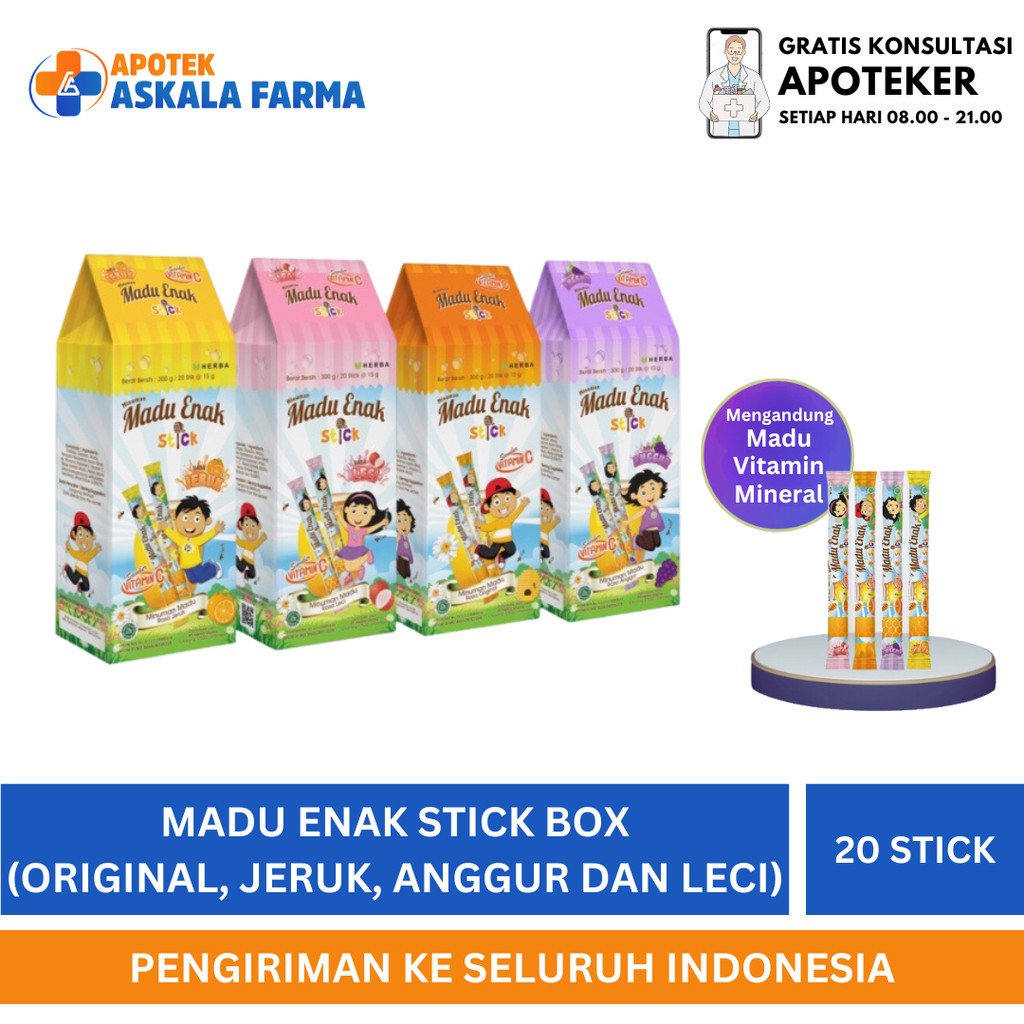 

MADU ENAK STICK ISI 20 - MADU DENGAN VITAMIN DAN MINERAL - UNTUK DAYA TAHAN TUBUH ANAK