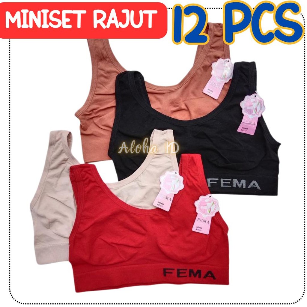 Paket Hemat 12 PCS Miniset Bra Rajut Remaja Dewasa Fema Grosir