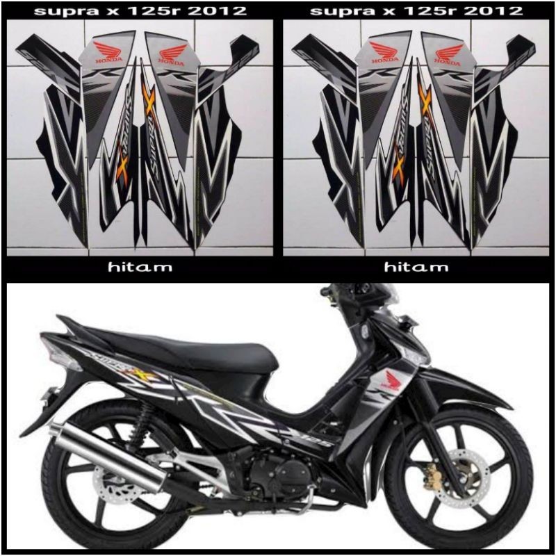 STIKER STRIPING LIS LES POLET PLAT PLISIR BODY MOTOR HONDA SUPRA X 125 R 2012 FULL HITAM ABU