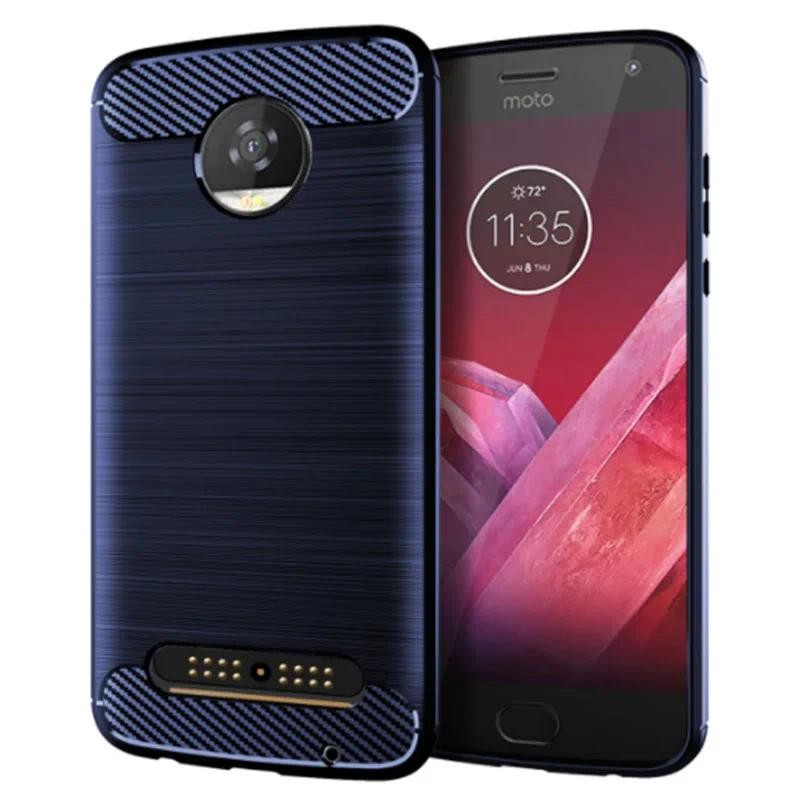For Moto Z2 Play Skin moto z2 play case casing Soft Silicone Carbon Fiber Back cover