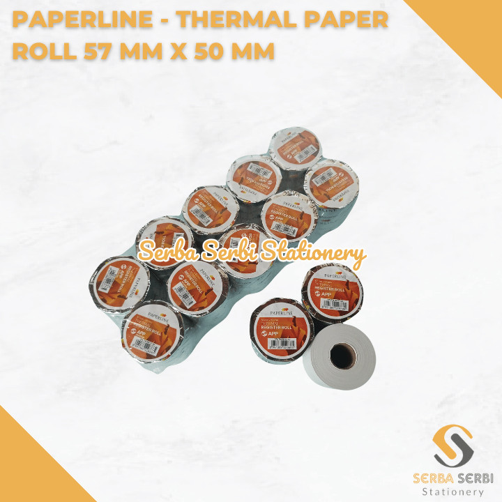 

GROSIR (1 PAK ISI 10 BIJI) PAPERLINE - THERMAL PAPER ROLL / TELSTRUK / KERTAS STRUK KASIR 57 MM X 50 MM / 57X50 MM / 58 MM X 50 MM / 58X50 MM