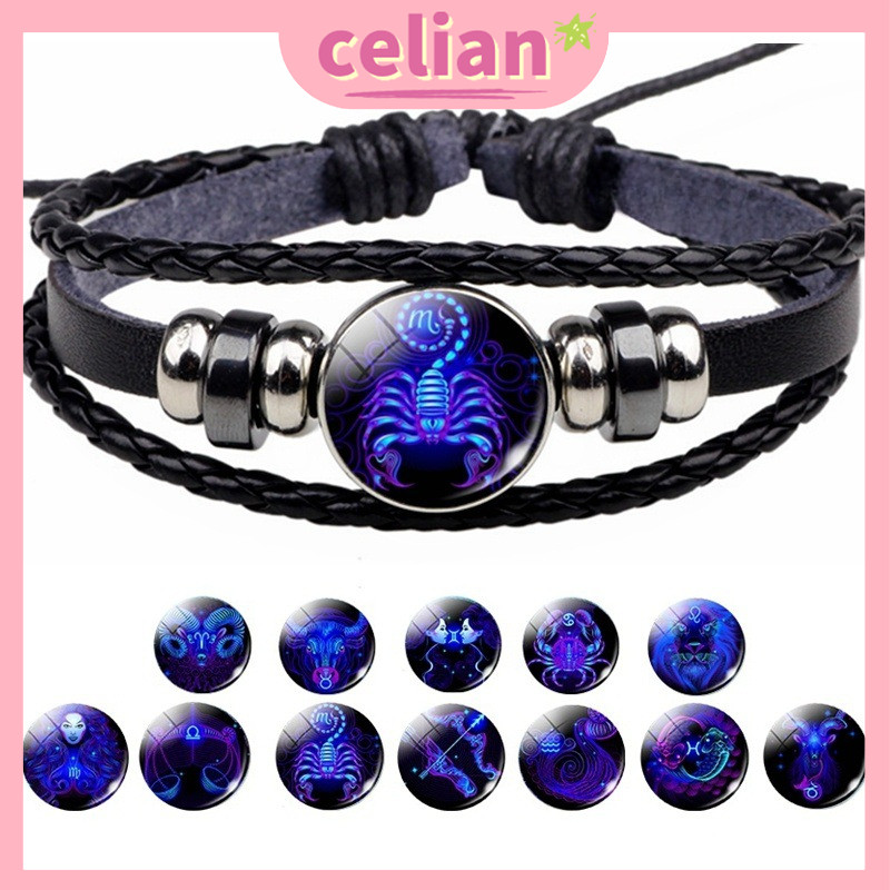 【Ready】GELANG ZODIAK GLOW IN THE DARK GELANG UNISEX GELANG WANITA PRIA GELANG KOREA COD