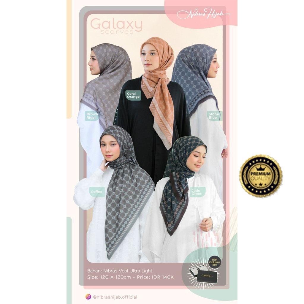 NIBRAS HIJAB - Galaxy Scarves Hijab Segi Empat Bermotif  - Voal Segi Empat Motif - Voal Segi Empat P