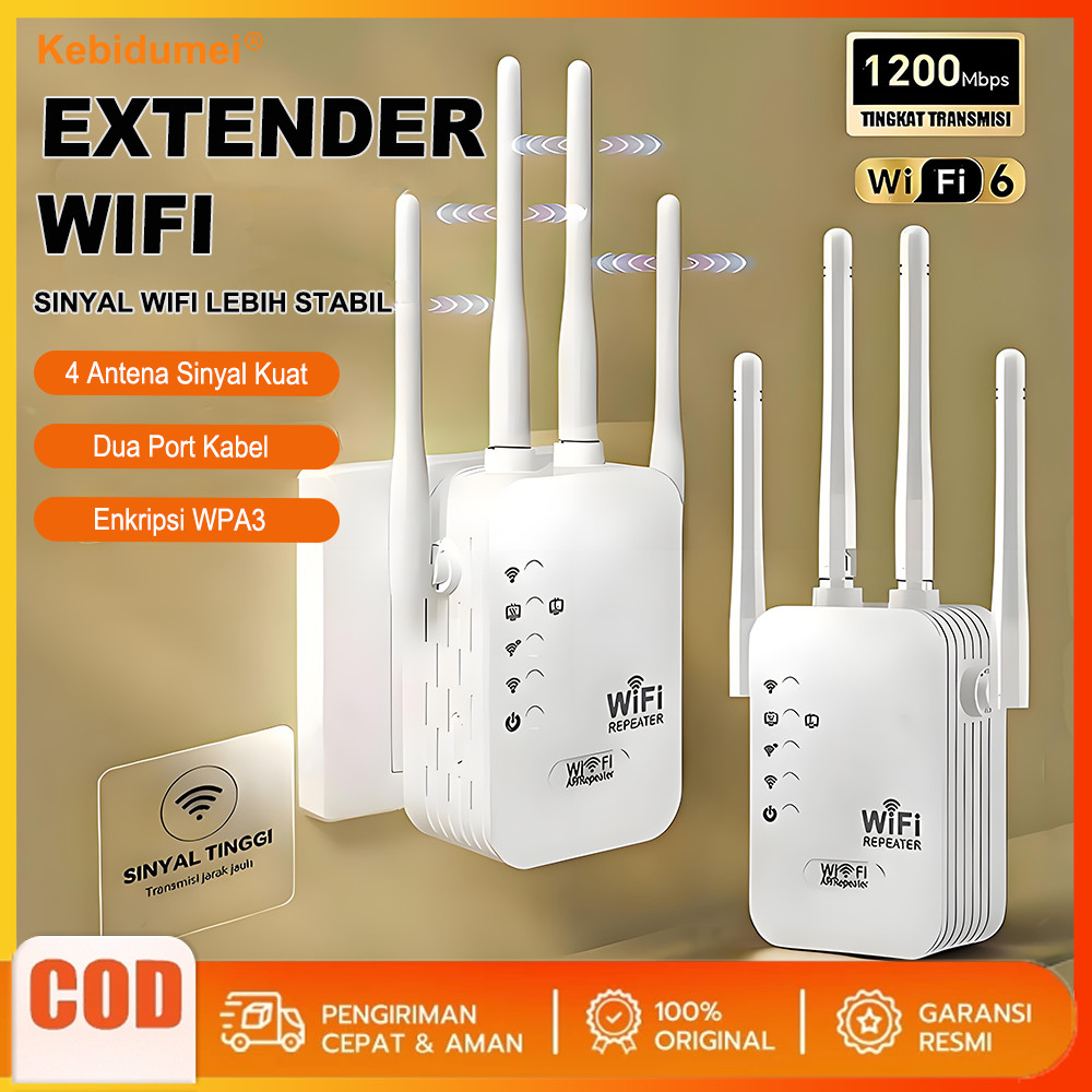 [Barang Spot] Wifi 1200Mbps 2.4GHz/5GHz Repeater 6 Antenna WiFi Extender Signal Amplifier Alat Pengu