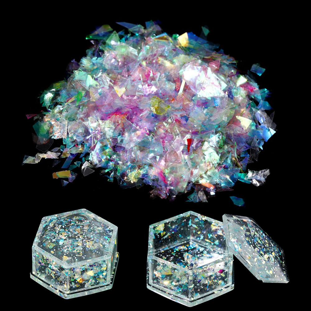 

20g Irregular Aurora Paper Sequin Epoxy Resin Fillings Flakies Colorful Paillettes for Epoxy Resin Mold Filler Crafts Nail Art