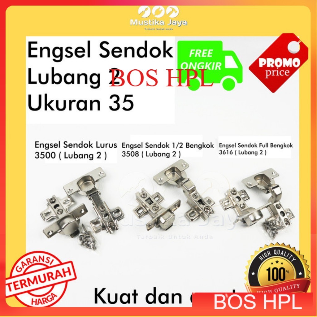 Engsel Sendok Lubang 2 Ukuran 35 Elco Lurus Bungkuk Bengkok Engsel Lemari