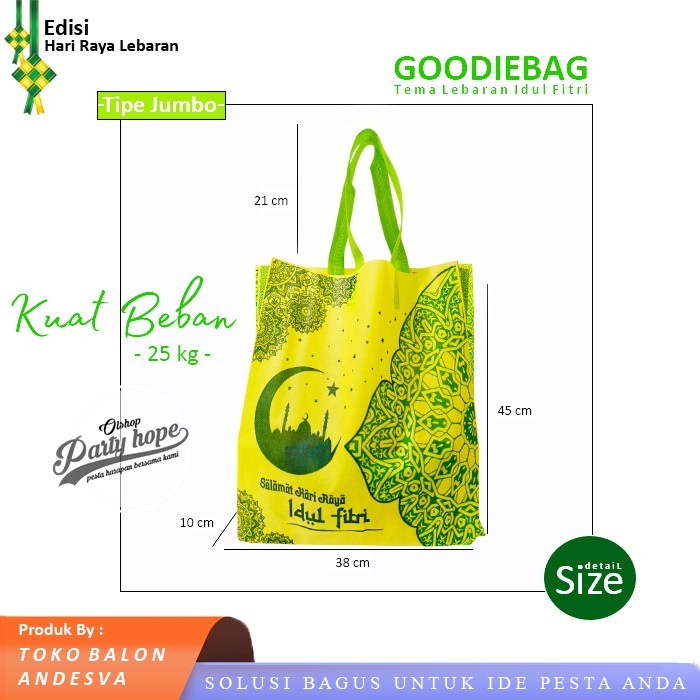 

goodie bag idul fitri jumbo grosir / tas souvenir lebaran tas hampers - Kuning isi 12