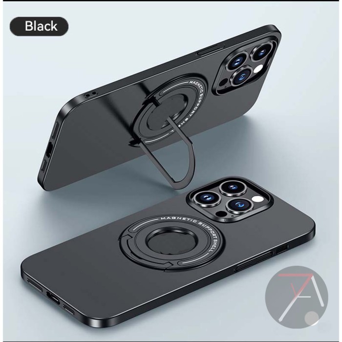 Iphone 12 Pro Max 12ProMax Magsafe Matte Hard Case Ring Stand TARRA - Matte Hitam, Iphone 12ProMax