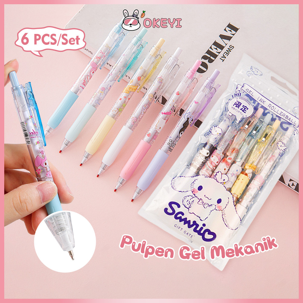 

OKEYI 6pcs/set pulpen gel mekanik aesthetic pulpen korea 0.5mm