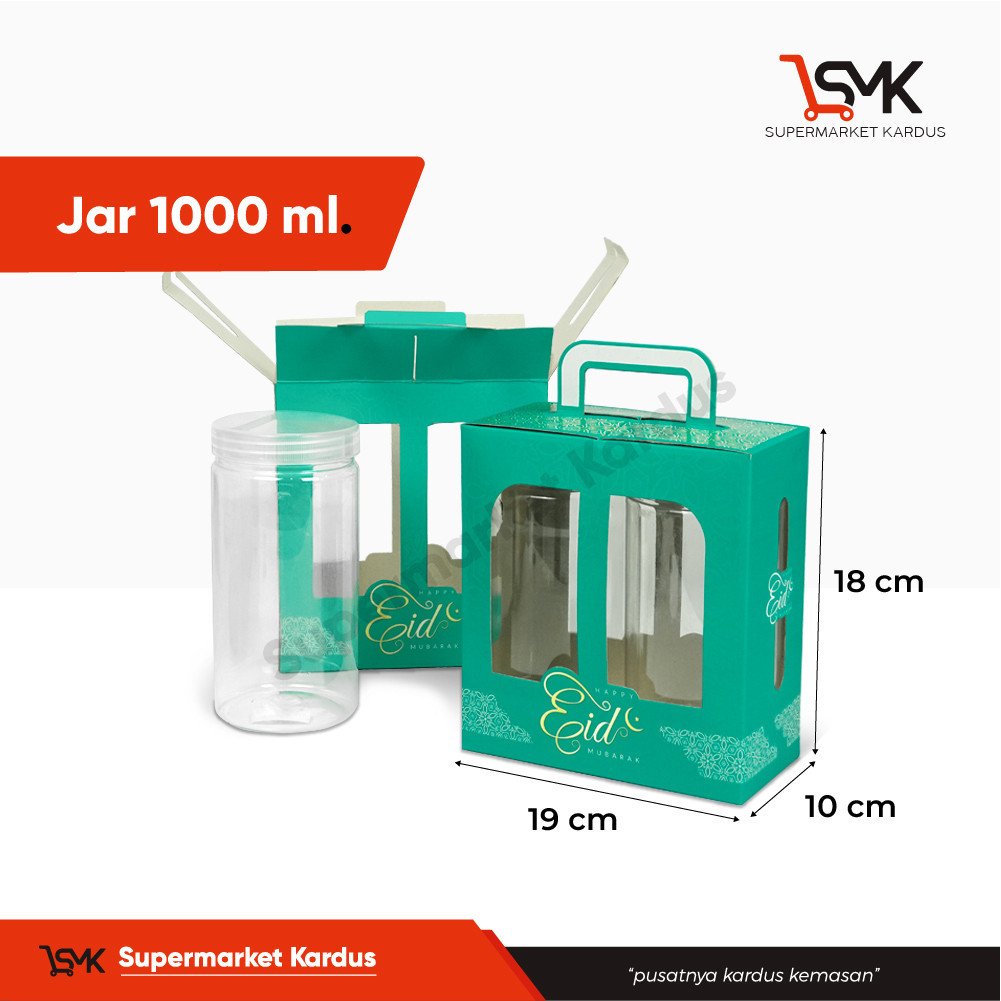 

Box Jar Premium 1000 ml Isi 2 Toples Bulat (19x10x18)