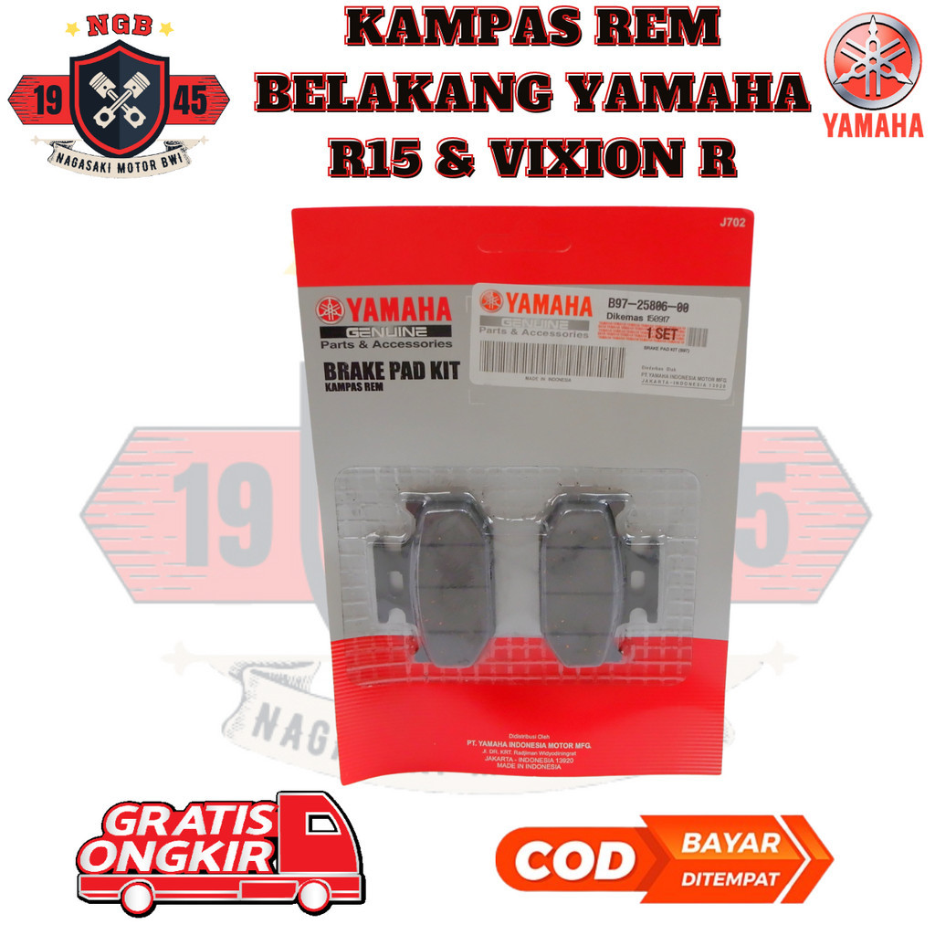 Kampas Rem Belakang Yamaha R15 & VIXION R / Kampas Rem Cakram Motor R15 - B97-25806-00