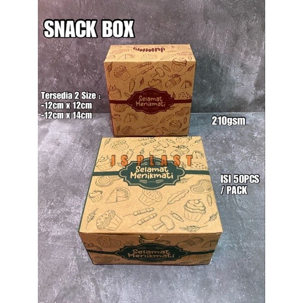 

[MURAH TERLARIS] (ISI 50PCS) Snack Box 12x12cm 12x14cm / Dus Kue Bahan Kraft / Dus Snack [DISKON BISA COD]