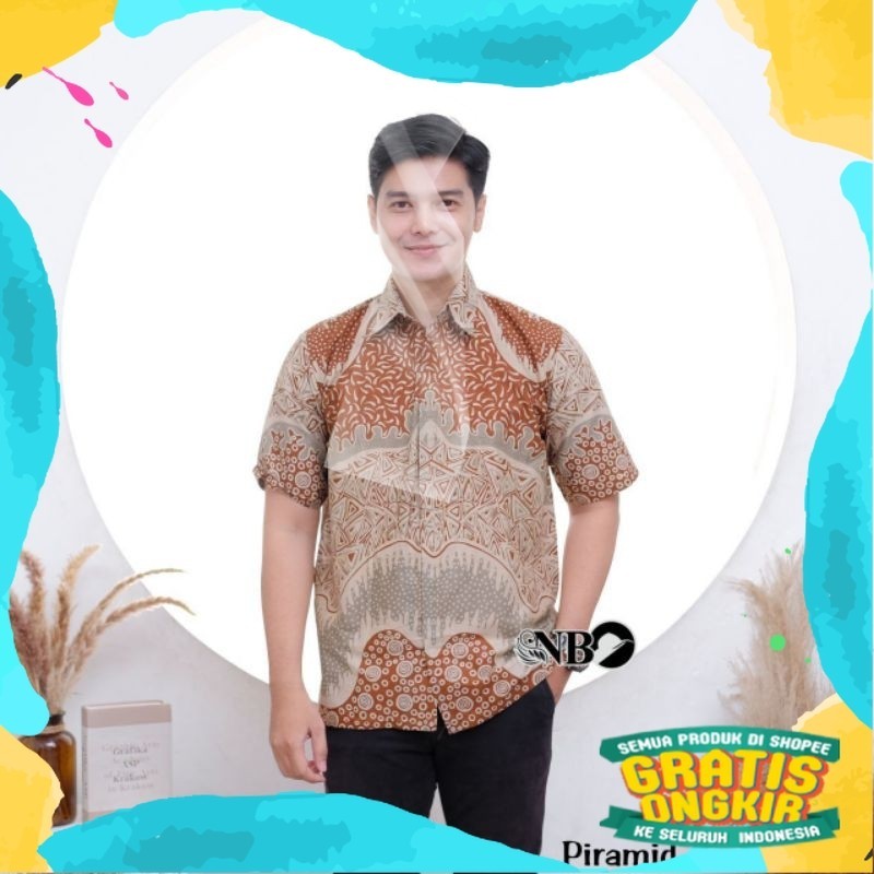 Hem batik motiv pekalongan,fashion pria, fashion cowok, baju kantor  ,hem kekinian#/ Gemoy