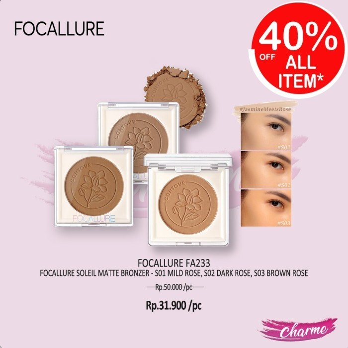 (NEW) -(READY & ORI) Focallure Soleil Matte Bronzer FA233 FA 233 - S01. MILD ROSE