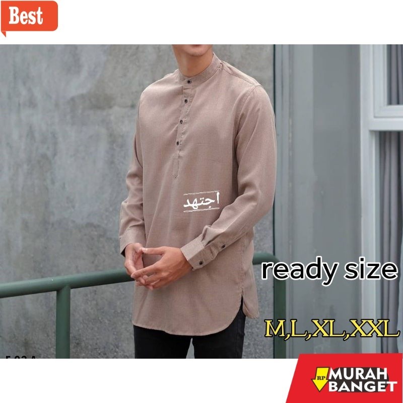 Baju muslim lengan panjang- (free parfum)Koko Kurta pakistan lengan panjang brandاجتهد Premium bahan