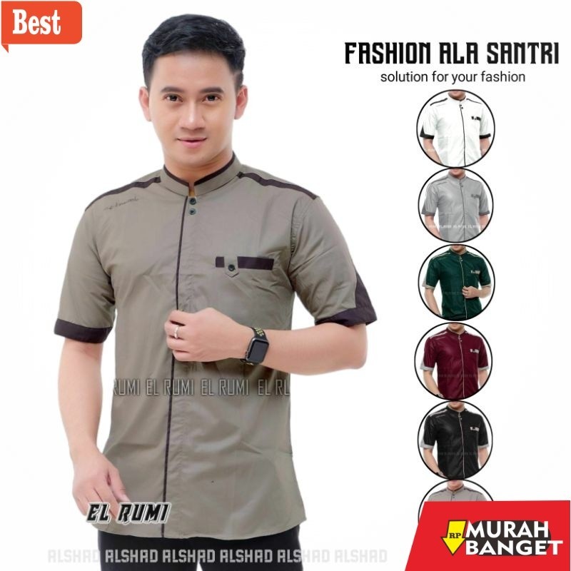 Baju muslim pria pendek- Kemko Yusinsun Pendek Cassual - Baju Koko Exlusive -  Koko Pendek - Baju Ko
