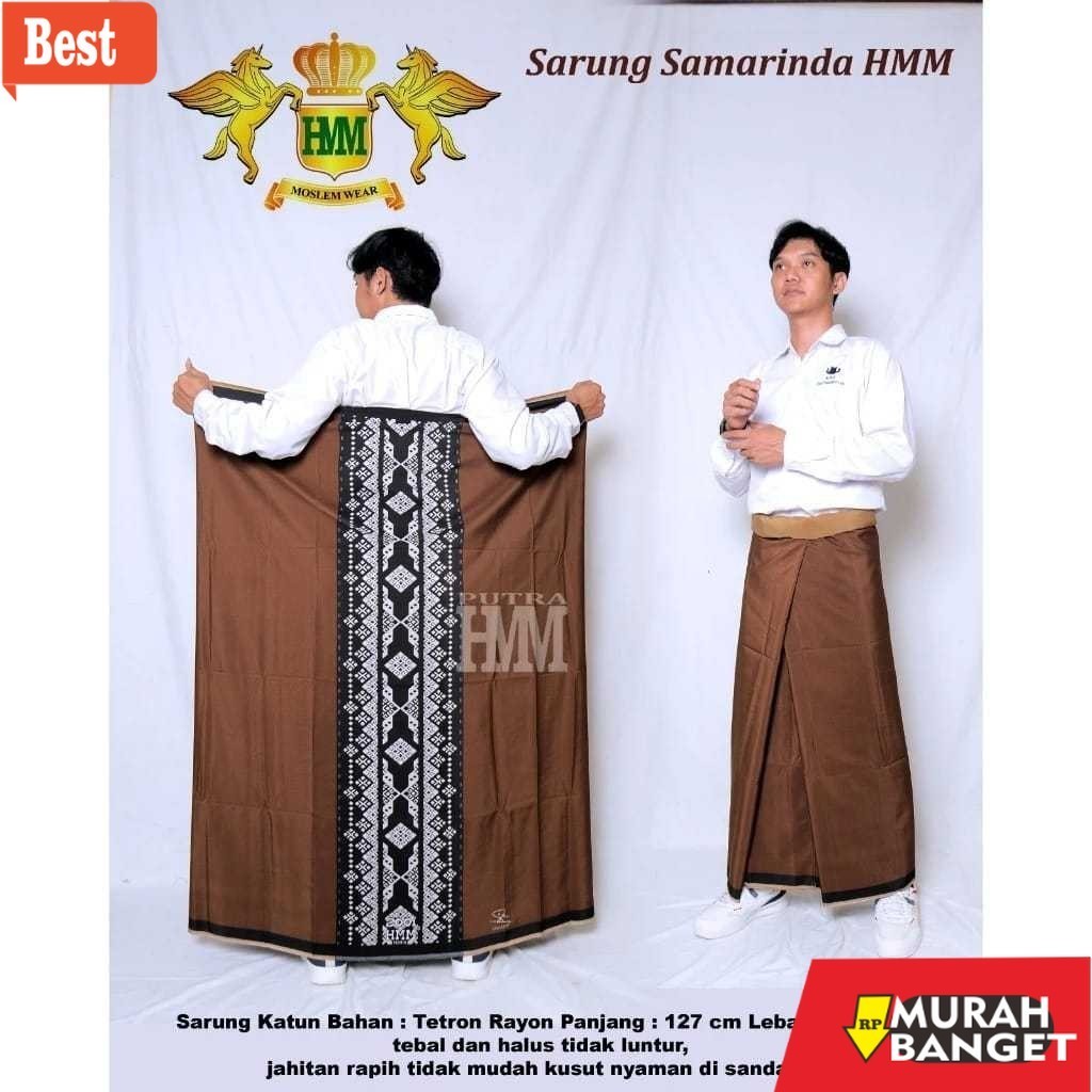 Sarung idaman- BISA COD HMM sarung polos samarinda hmm coklat brown polos tumpal kembang  sarung san
