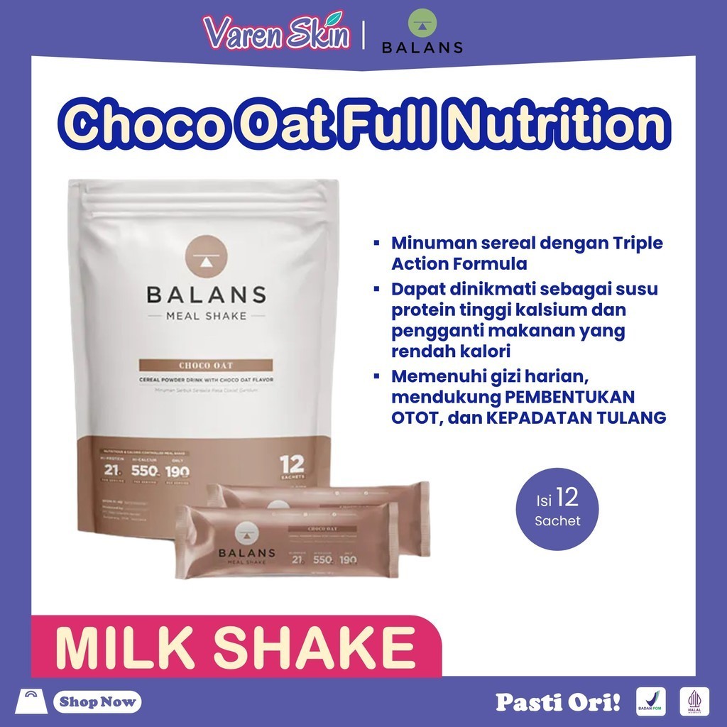 

BALANS Meal Shake Choco Oat Susu Protein & Tinggi Kalsium Rendah Kalori