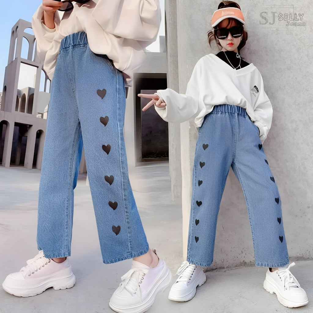 Kulot Love Anak Perempuan 2-15 Tahun | Kulot Love Jeans Anak Perempuan Kekinian - Celana Jeans Anak