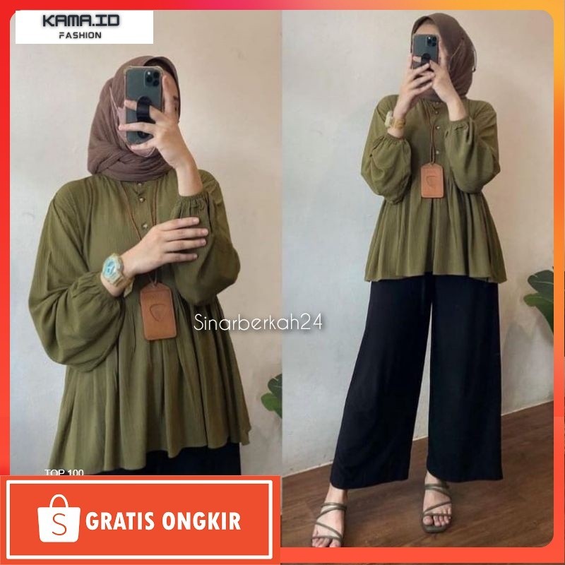 Blouse Kekinian / Raisa Blouse Rayon Crinkle Premium Rania Blouse Crinkle