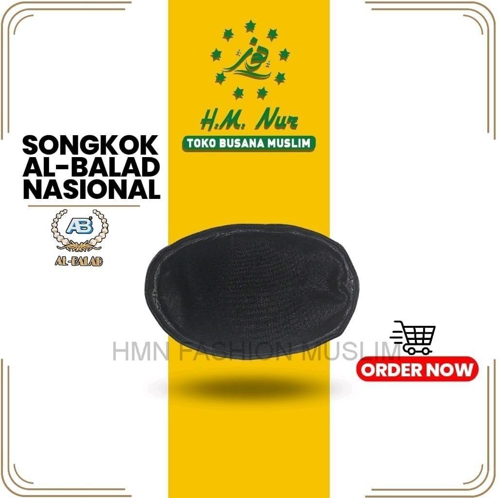 Peci Songkok Al Balad Khas Santri Banten - Hitam Polos Nasional  (Kopiah Muslim)