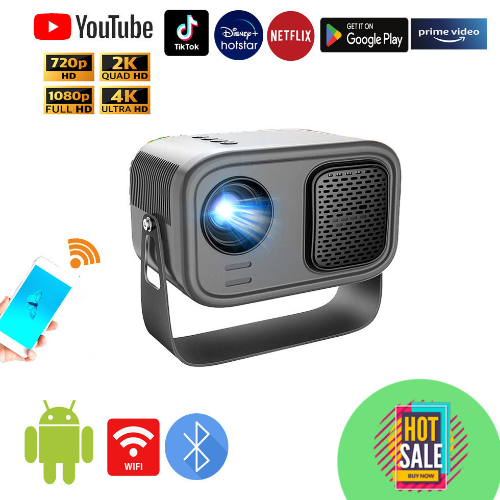 Decos Proyektor Android 8000 Lumens Projector Android Proyektor Mini Wifi Bluetooth