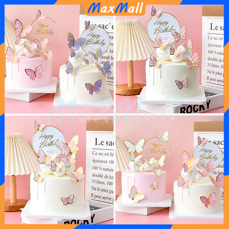 

10Pcs Topper Cake Birthday Butterfly Topper Kue Ulang Tahun Dekorasi Kupu Bronzing Topper Kupu Kupu Sisipan Kue Ulang Tahun Toppers Kue Dekorasi Paket