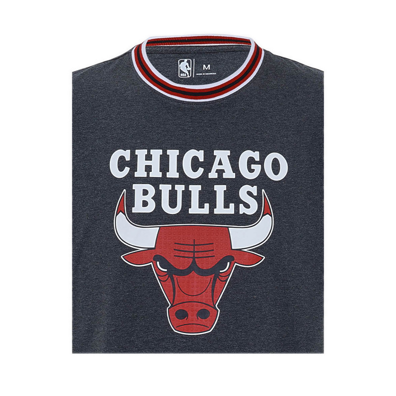 NBA BULLS FLATKNIT MEN' TEE - MELANGE GREY