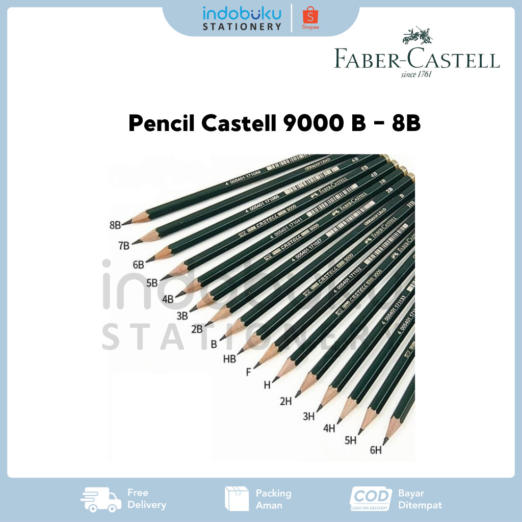 

Pencil Faber-Castell 9000 Pensil Grade Lengkap For Komputer B 2B 3B 4B 5B 6B 7B 8B