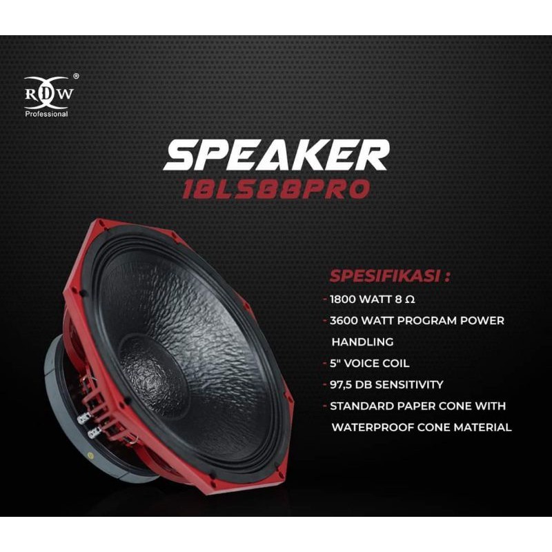 Komponen speaker RDW 18inch 18LS88PRO original LS88PRO ls 88 pro