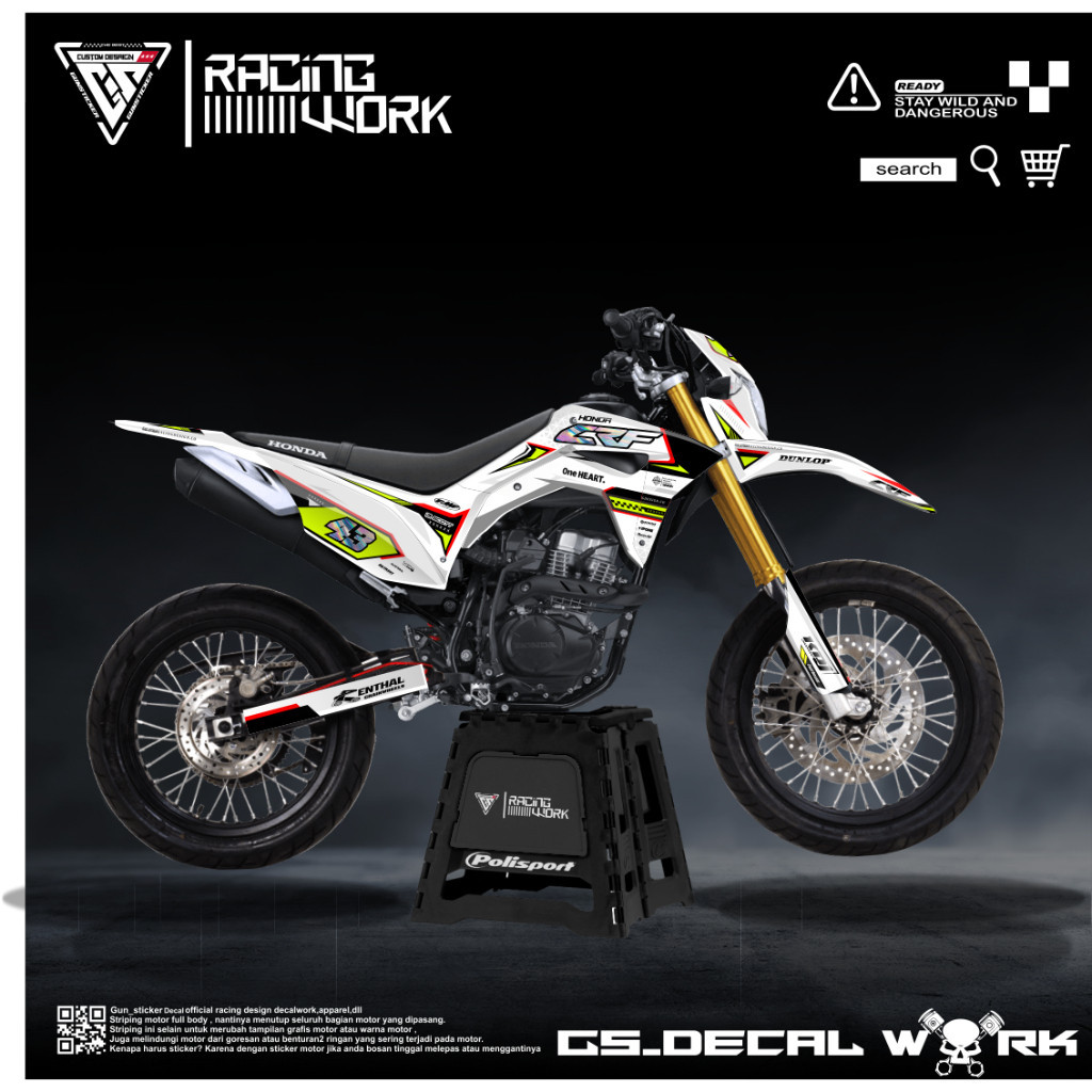 DECAL MOTOR CROS CRF PUTIH HOLOGRAM DECAL FULL BODY CRF 150 L