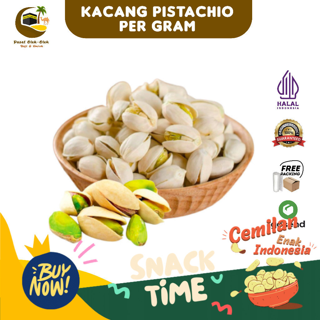 

Special Diskon Kacang Pistachio Snack Sehat Kacang Fustuk Oleh-Oleh Haji Umroh Bisa beli pergram