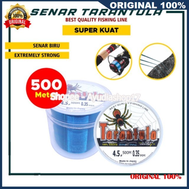 Senar Pancing Tarantula 500m Tahan Lama Tali Pancing Senar Nilon Pancing Anti Keriting Super Kuat AS