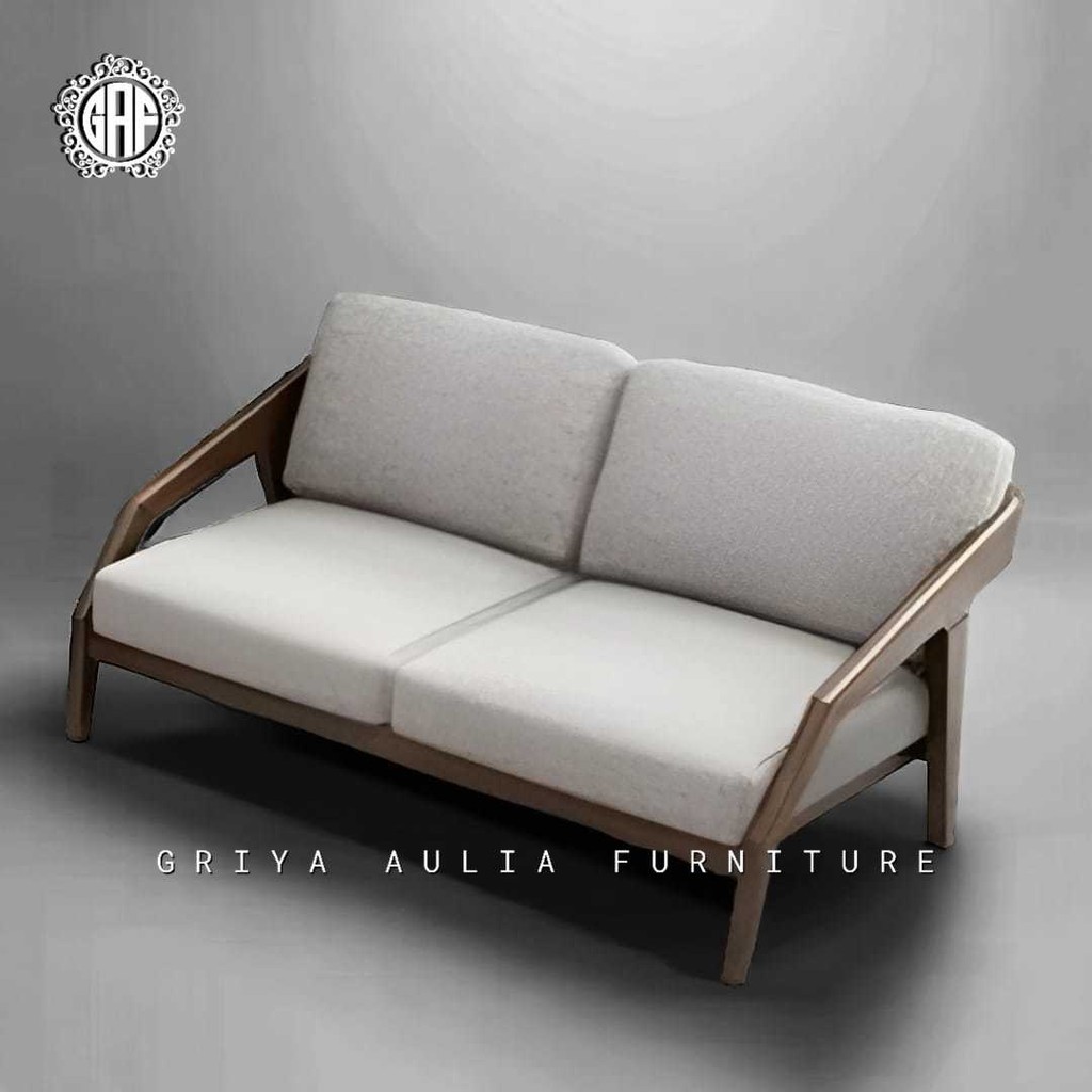 Bangku sofa 2 seater modern kayu jati kursi tamu terbaru
