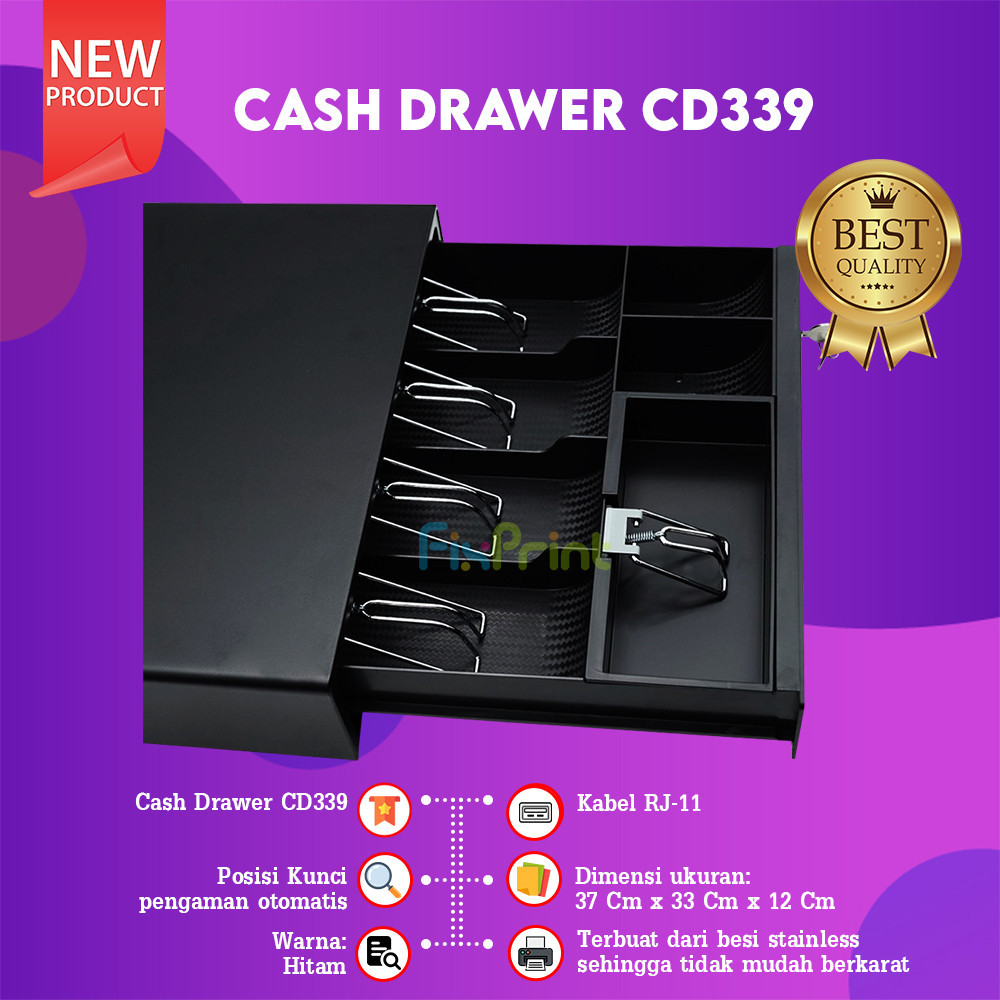 Iware Cash Drawer CD 339 Laci Kasir 5 Slot Kertas 2 Bill Coin RJ11 CD-339