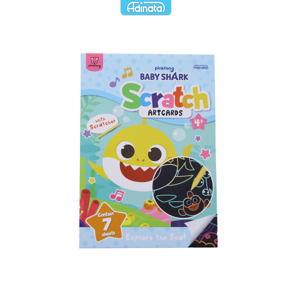 

Baby Shark Buku Edukasi Anak / Scratch Note / Gosok Paper / Rainbow Colourful / Adinata 2430-9103