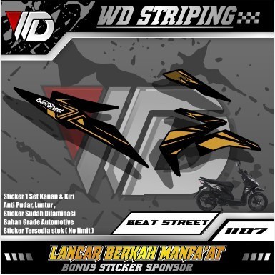 1107 STIKER STRIPING SEPEDA MOTOR HONDA BEAT STREET VARIASI