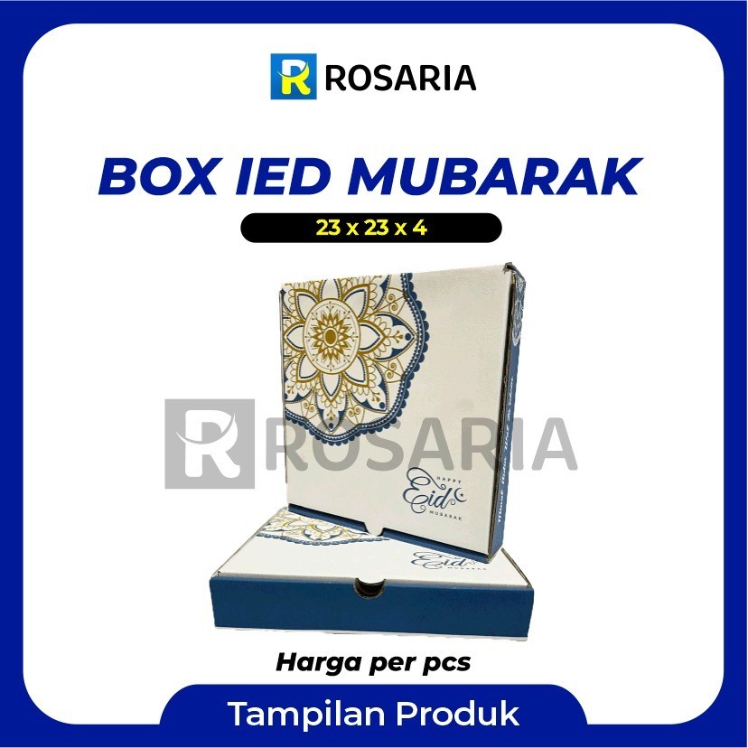 

BOX EID MUBARAK 23X23X4 Kardus Bingkisan Hampers Lebaran Idul Fitri Kue Kering Parsel Parcel