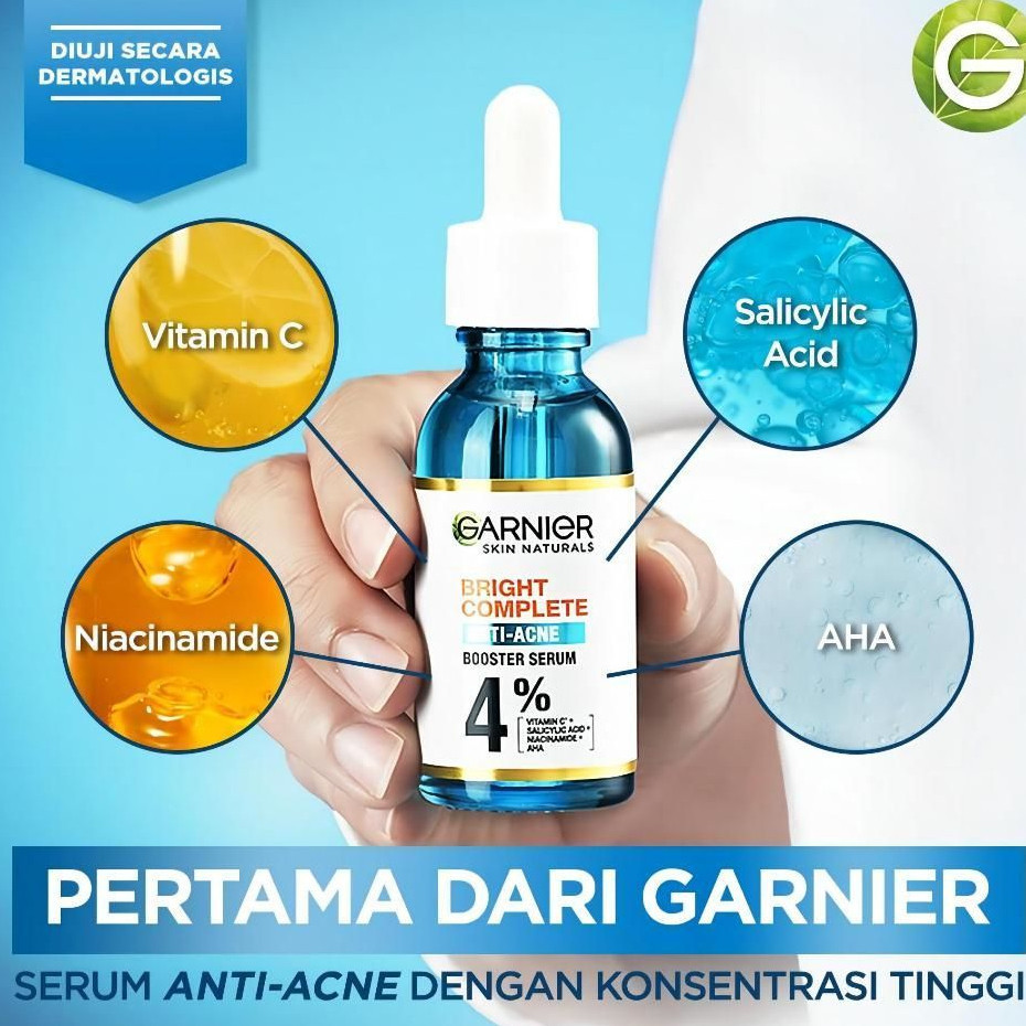 Garnier Serum 30ML Garnier Bright Complete Anti Acne Booster Serum (Serum Mencerahkan dan Anti Jeraw