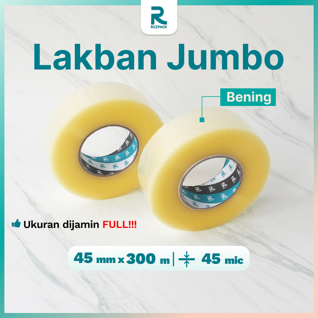 

Lakban Jumbo FULL 45 mm 2 in x 300 Meter Bening Coklat Isolasi Selotip Plakban Tape Clear Ruzpack