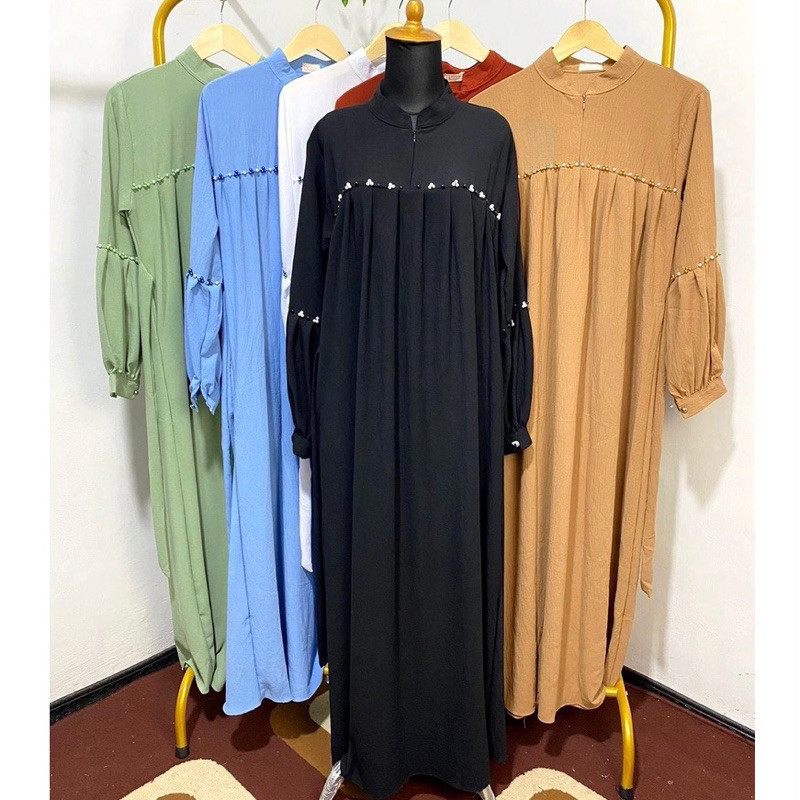GAMIS WANITA UNTUK LEBARAN- Gamis Payet Nagita Bahan Crinkle Airflow Realpict By Mall Indonesia